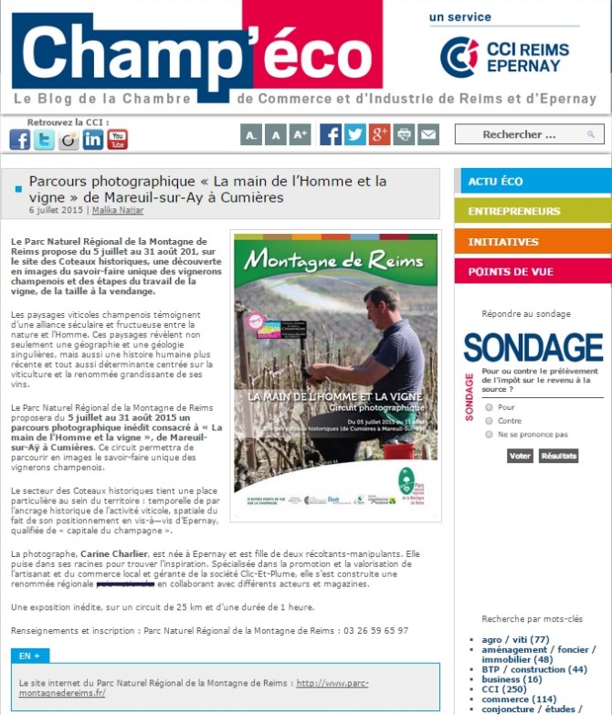 Article Champ'Eco Circuit-Expo PNR 2015