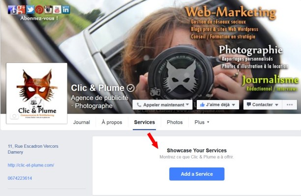 Onglet Services Facebook